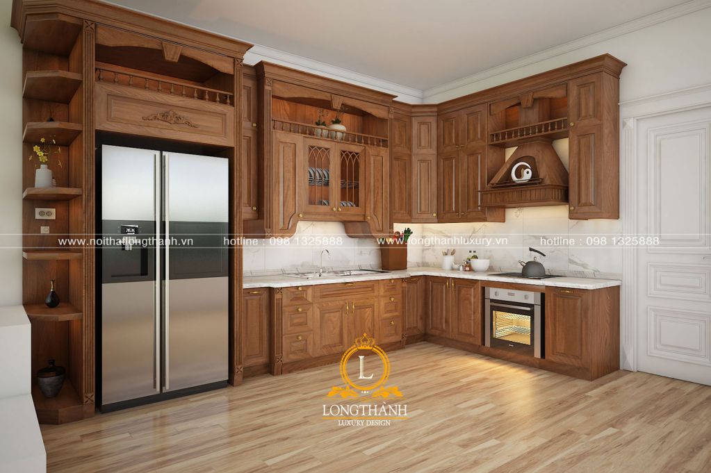 tủ bếp bằng gỗ tự nhiên