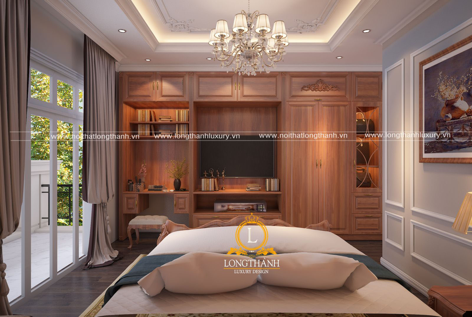 Trang trí phòng ngủ master phong cách tân cổ điển