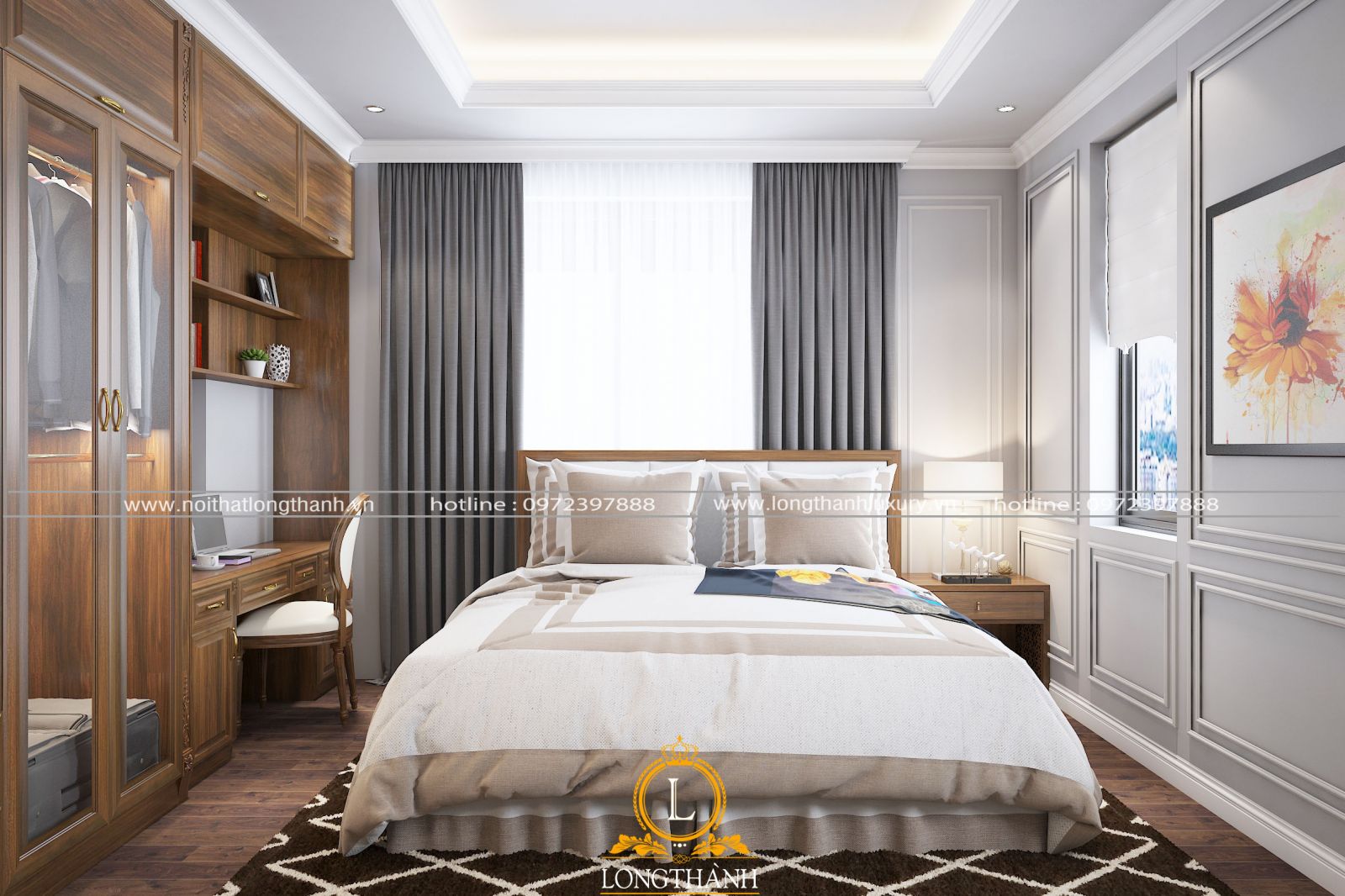 Mẫu phòng ngủ hiện đại đẹp cho phòng ngủ rộng