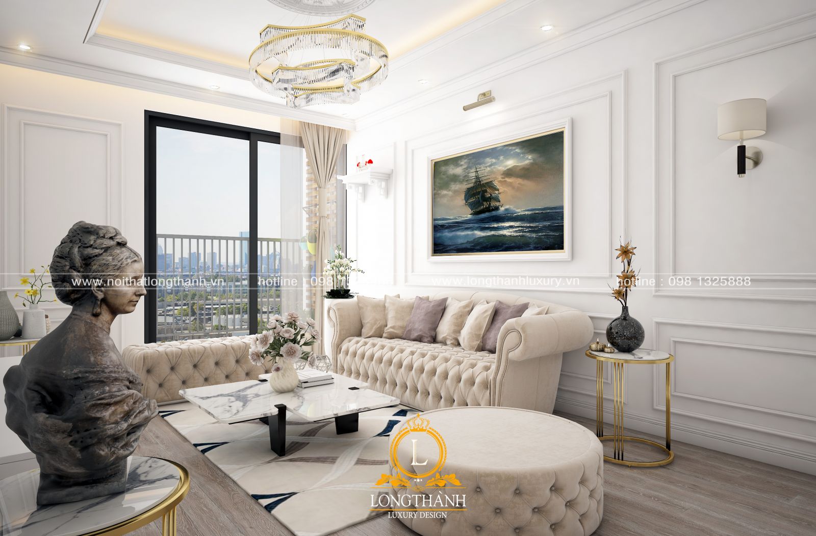 Nội thất phòng khách hiện đại dành cho căn hộ chung cư