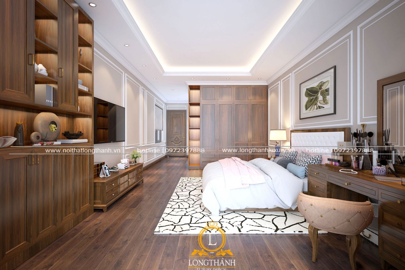Thiết kế nội thất phòng ngủ master phong cách hiện đại sang trọng