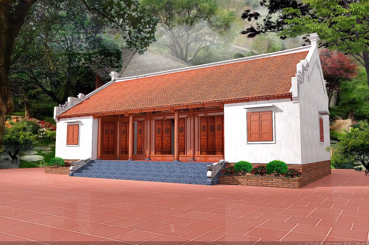Dự án thiết kế và thi công hoàn thiện trọn gói nhà 2 tầng kết hợp nhà gỗ gõ 3  gian 2 chái tại Nam Định