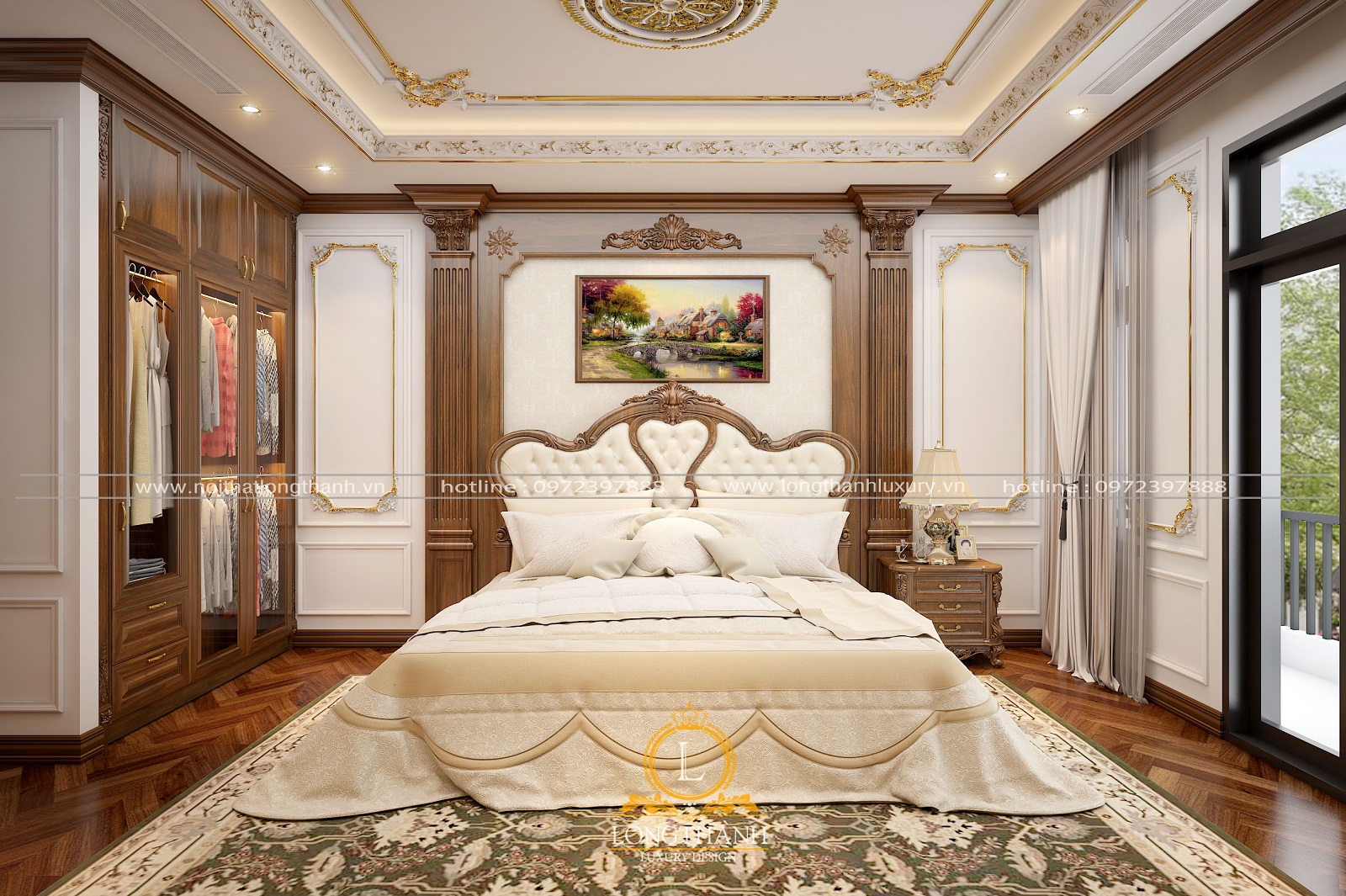 Mẫu nội thất phòng ngủ phong cách tân cổ điển đẹp nhẹ nhàng và tinh tế