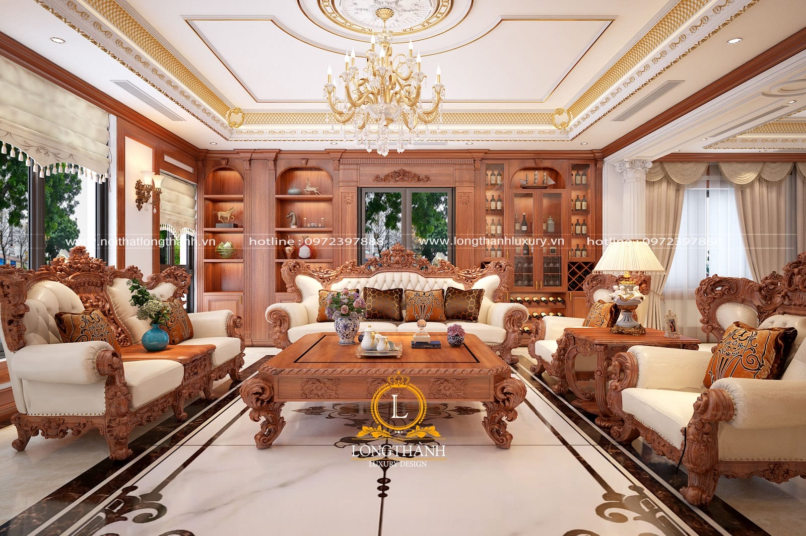 Sofa tân cổ điển đẹp, giá rẻ nội thất Long Thành đã lắp đặt tại Hải Phòng