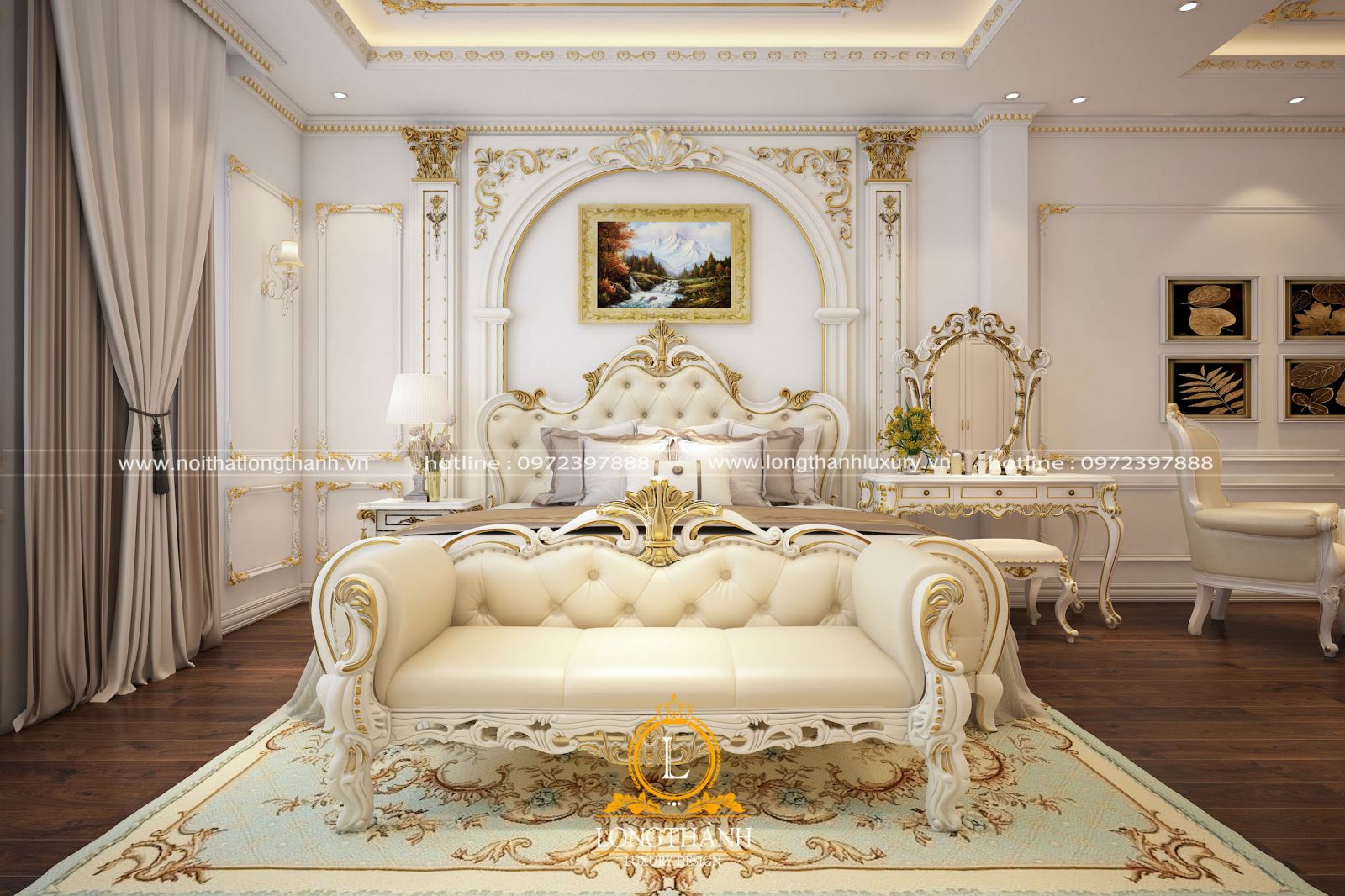 Thiết kế nội thất tân cổ điển cho phòng ngủ master đẹp mê ly