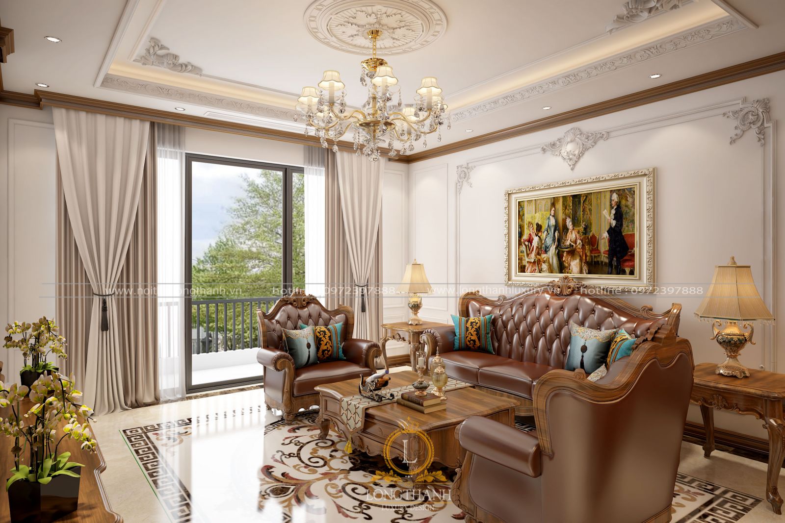 Mẫu nội thất phòng khách tân cổ điển LT16