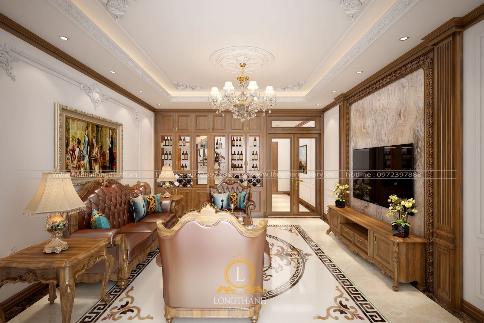 Mẫu nội thất phòng khách tân cổ điển LT16