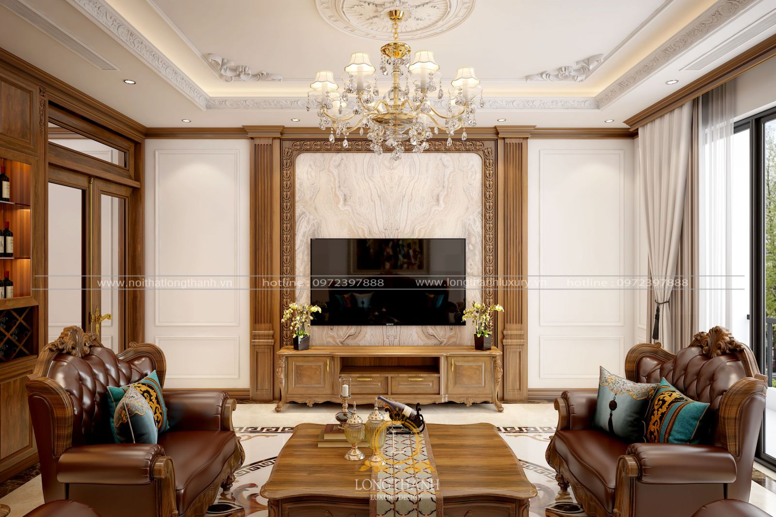 Mẫu nội thất phòng khách tân cổ điển LT16