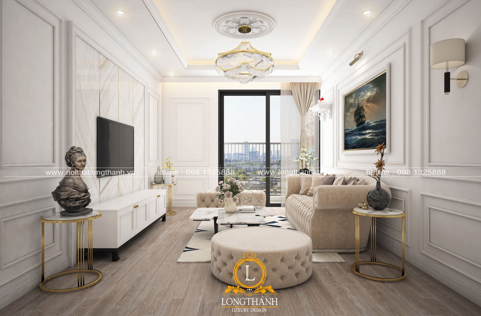 Nội thất phòng khách hiện đại dành cho căn hộ chung cư