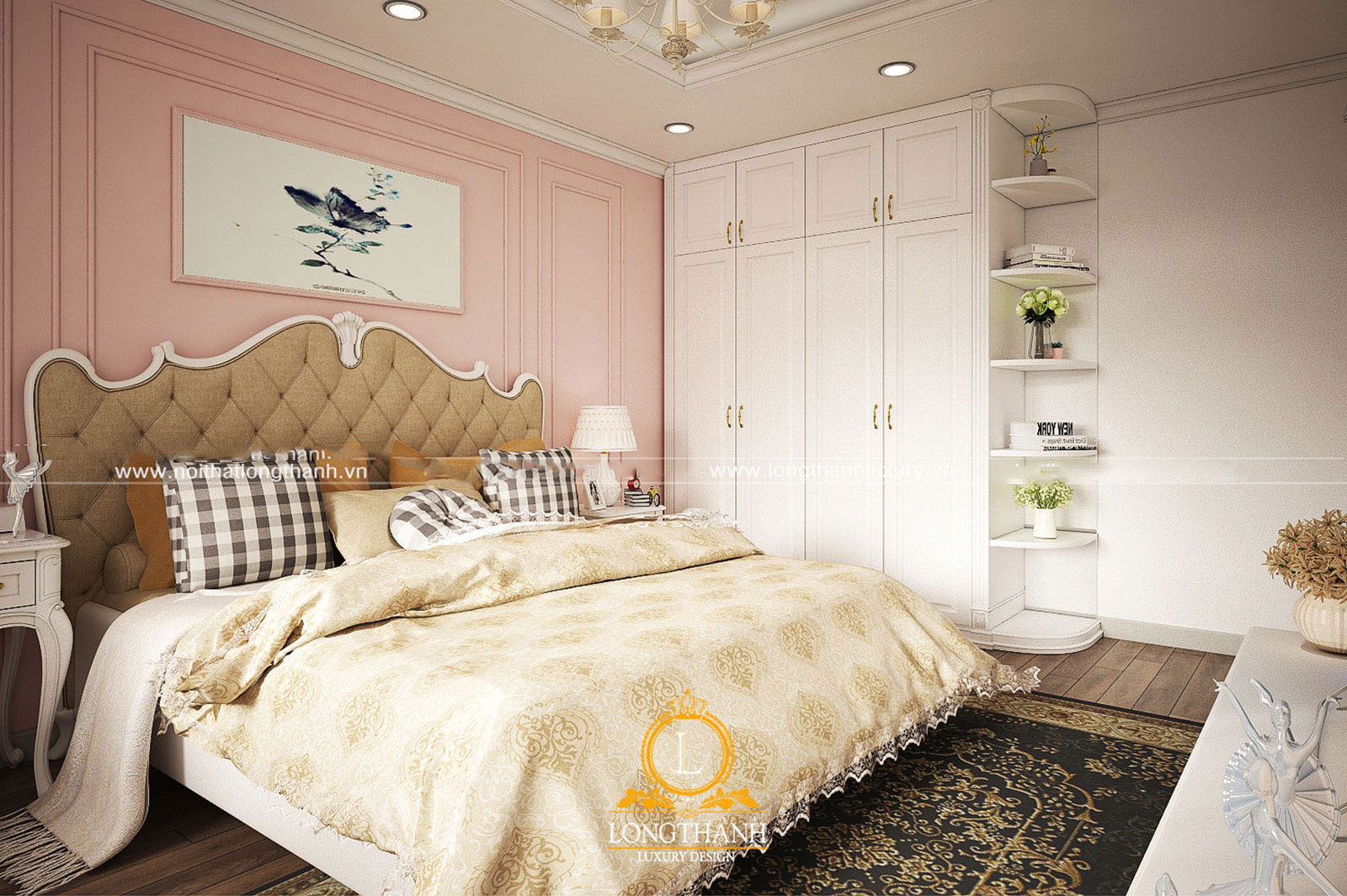 Mẫu phòng ngủ đẹp màu hồng