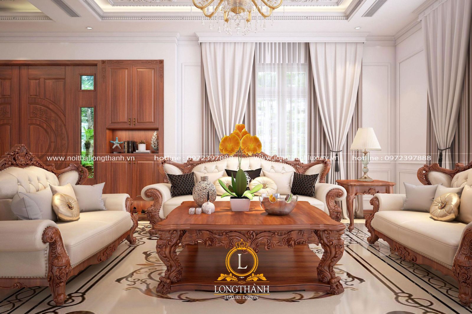 Nội thất sofa tân cổ điển sang trọng trong không gian nội thất