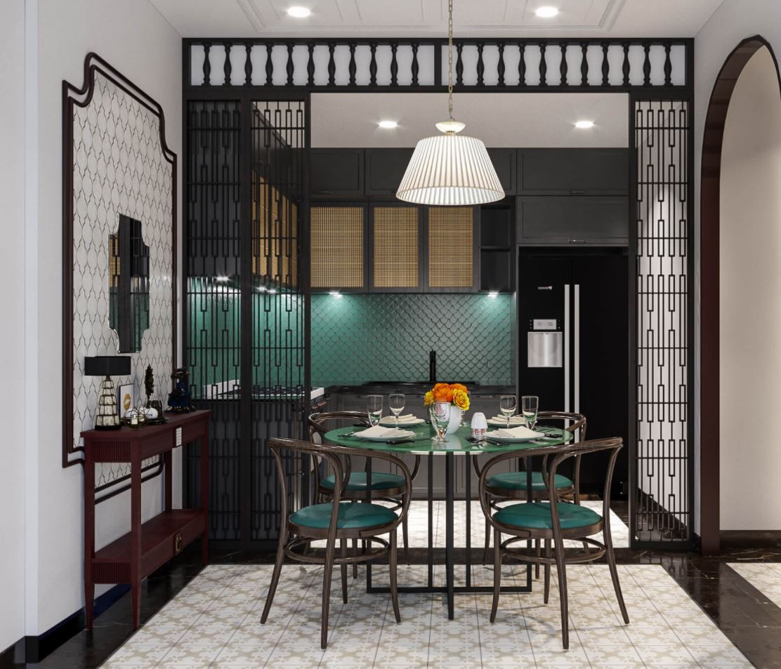 Mẫu nội thất phòng bếp phong cách Đông Dương - Indochina