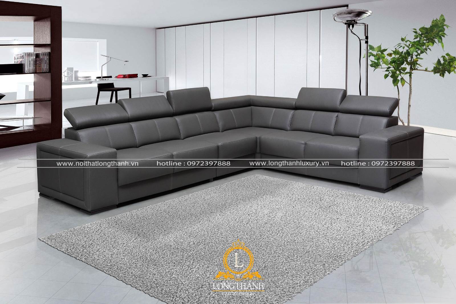 Bộ sofa phòng khách biệt thự theo kiểu hiện đại hình chữ L