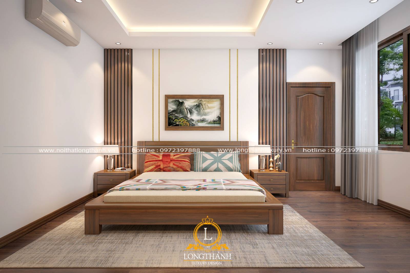 Mẫu giường ngủ gỗ Gõ đỏ hiện đại đơn giản phù hợp với không gian chung cư, nhà phố