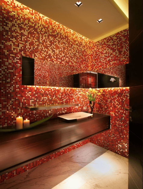Gạch mosaic ceramic phù hợp dùng ở không gian phòng tắm, nhà bếp, ngoài trời..
