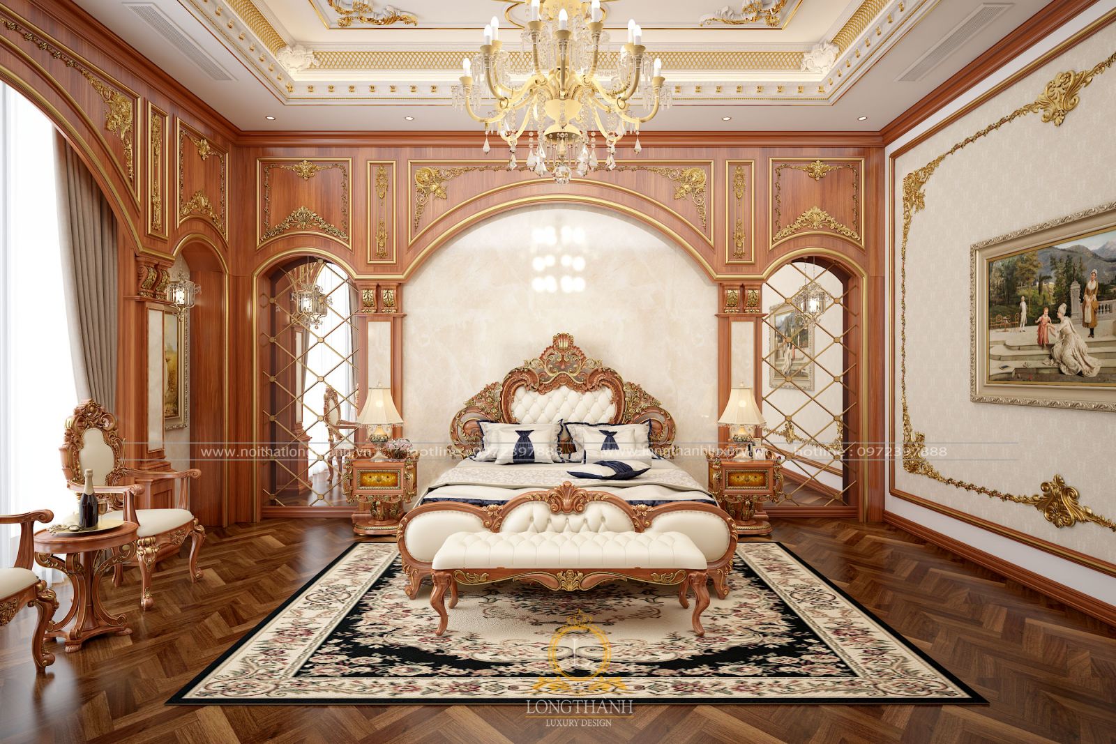 Giường gỗ tân cổ điển đẹp