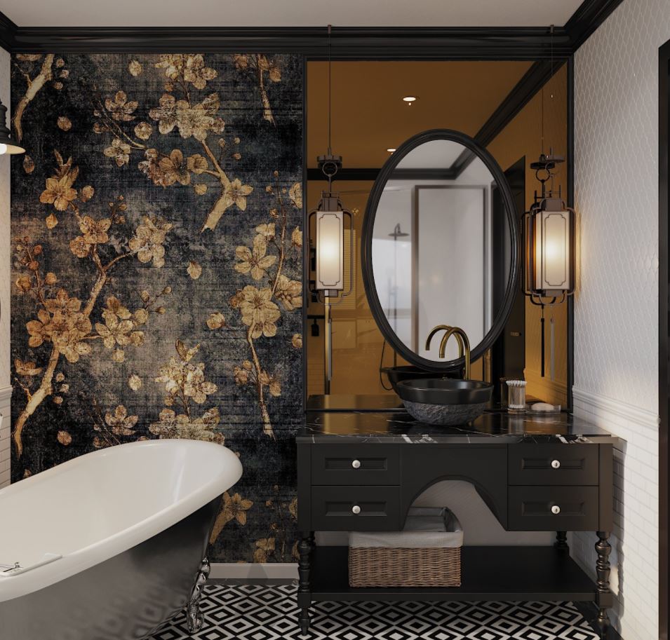 Mẫu nội thất phòng tắm phong cách Indochine - Indochine