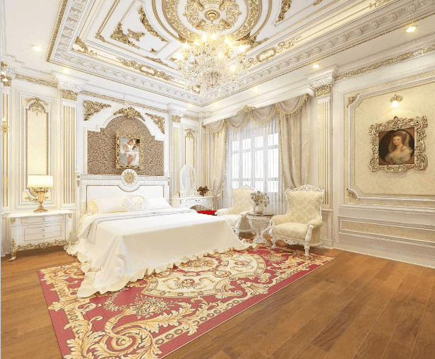Thiết kế không gian phòng ngủ theo phong cách cổ điển Châu Âu