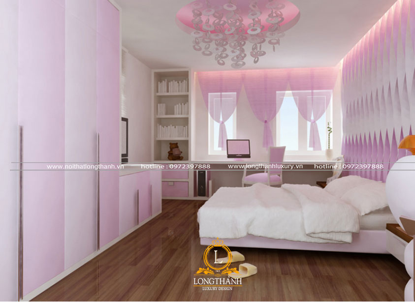Thiết kế phòng ngủ hiện đại mộng mơ cho các bé gái