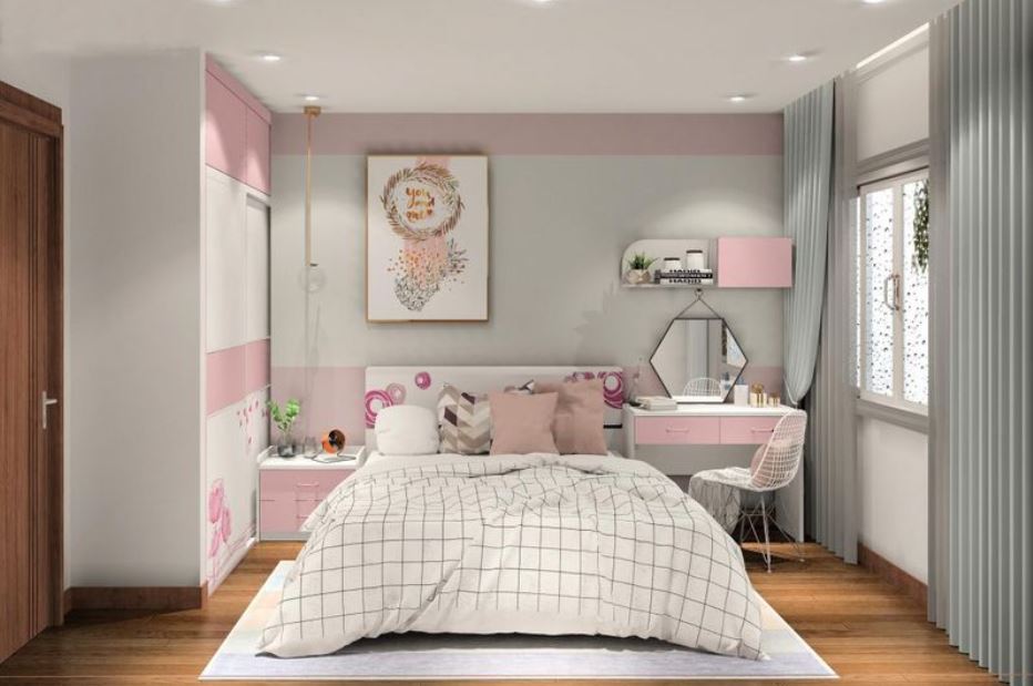 phòng ngủ gam màu hồng