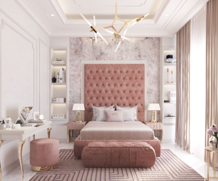 phòng ngủ gam màu hồng