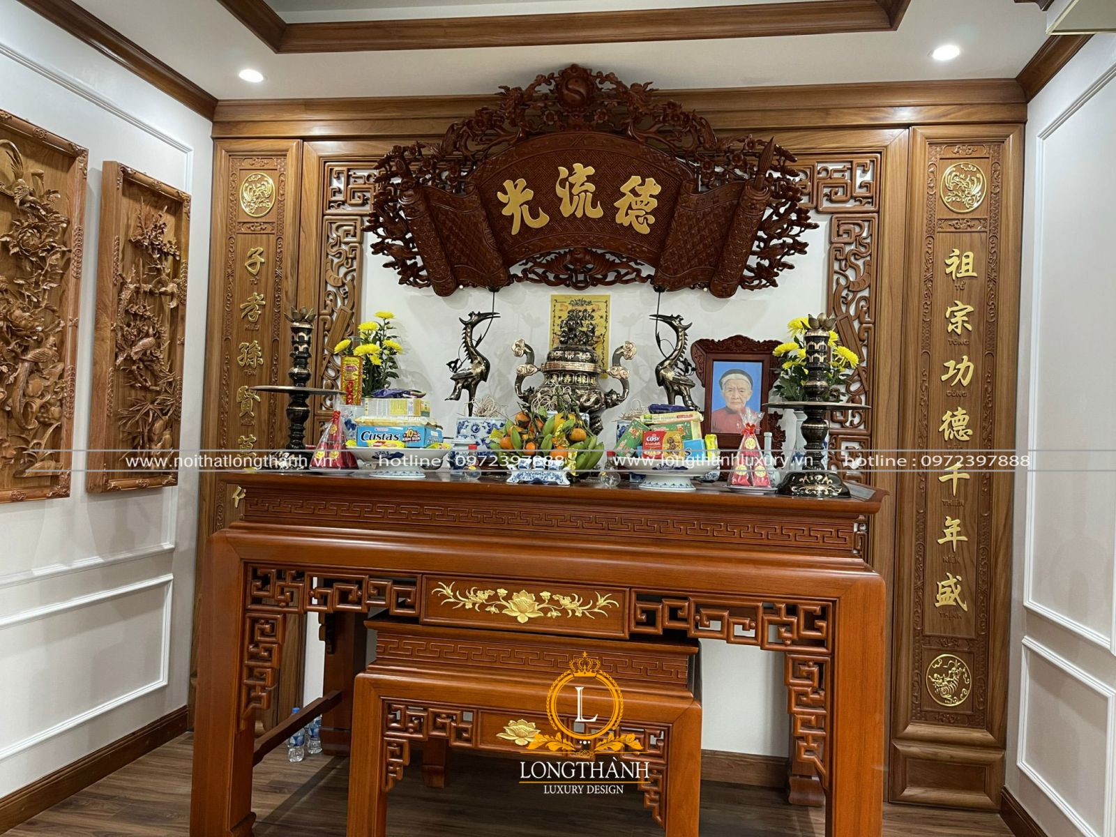 Thi công nội thất phòng thờ biệt thự tại nhà anh Thái - Hà Nội