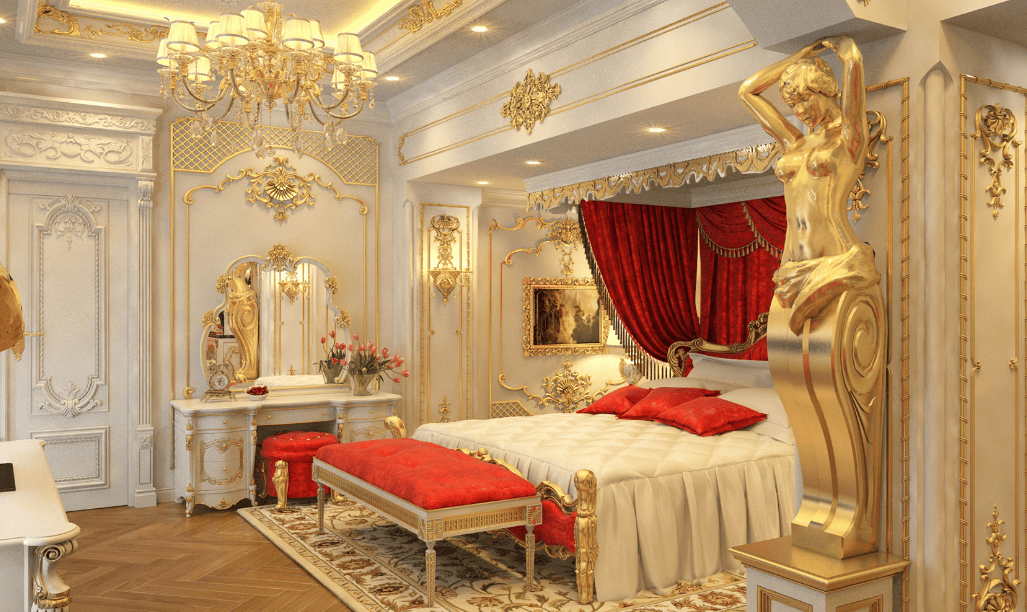 Nội thất phòng ngủ theo phong cách tân cổ điển đẹp lung linh huyền ảo