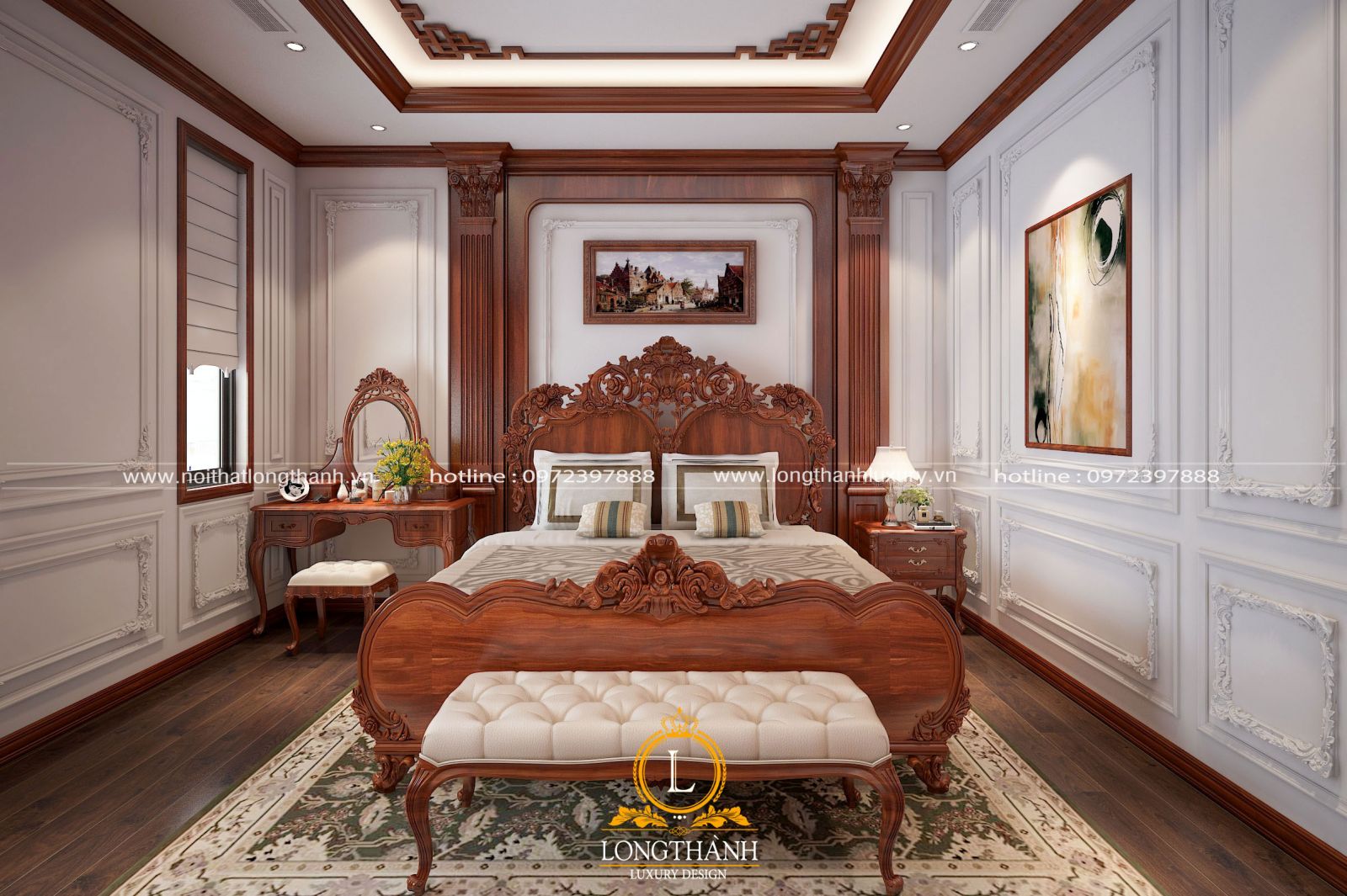 Thiết kế phòng ngủ phong cách tân cổ điển sang trọng và ấn tượng