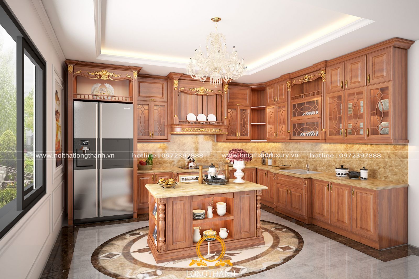 Tủ bếp màu gỗ Gõ đỏ được nhiều khách hàng chọn mua
